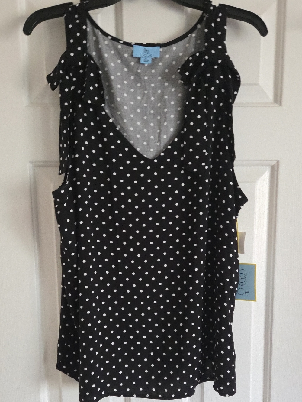 CeCe Black with White Polka Dot Top
